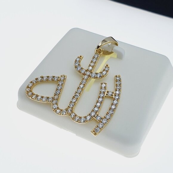 14K Gold Plated 925 sterling silver luxury CZ Pendant, RJUS2085 - Picture 3 of 11